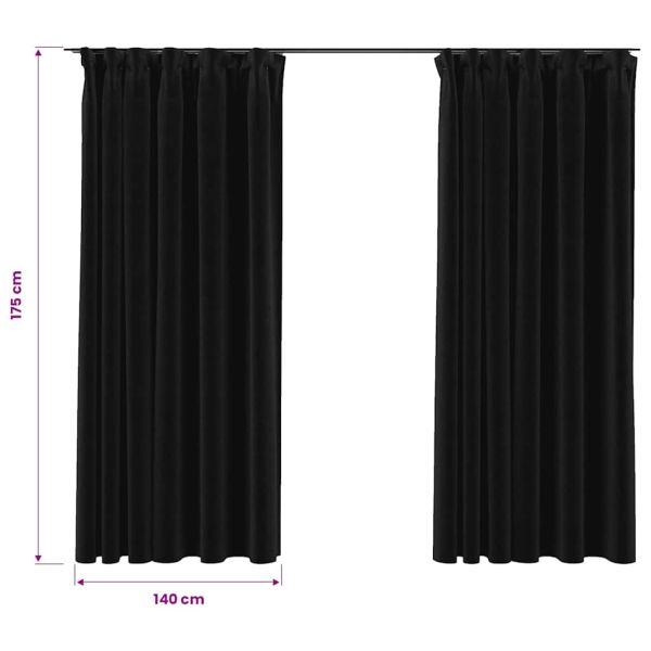 Затъмняващи завеси с куки имитация лен 2 бр антрацит 140x175 см