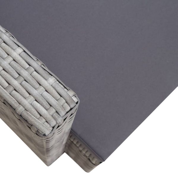 Градински стол с възглавници, полиратан, сив