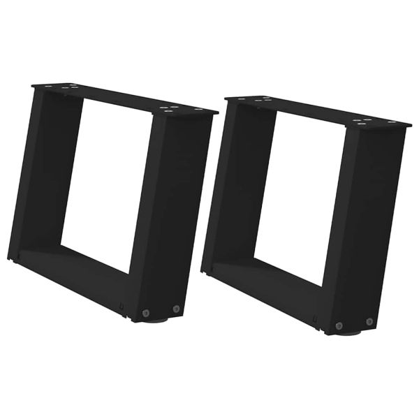 Крака за масичка за кафе, U-образни, 2 бр., черни, 40 x (30-31) см, стомана