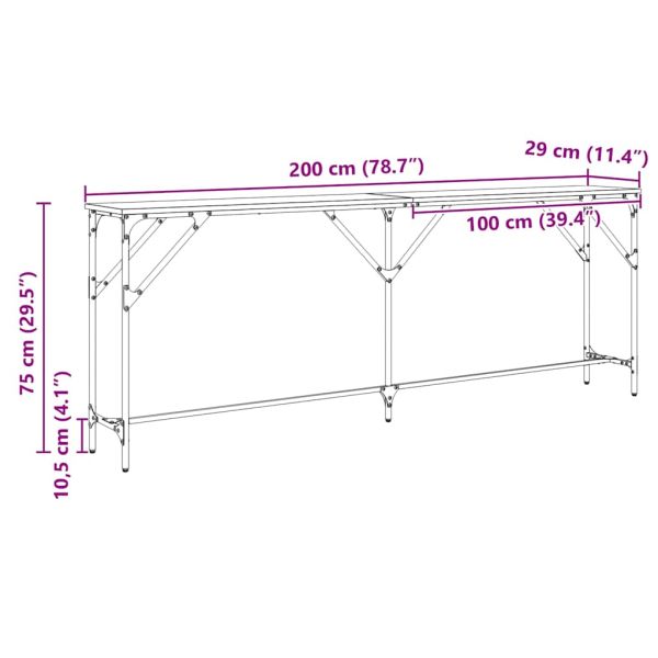 Конзолна маса дъб артизан 200 x 29 x 75 cm