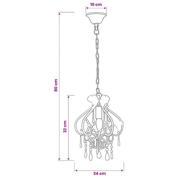 Полилей с кристали, розов, кръгъл, E14