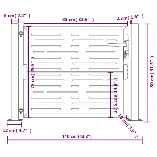 Градинска порта, антрацит, 100x75 см, стомана, квадратен дизайн