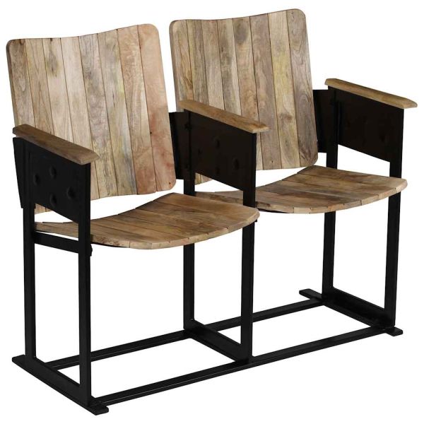 2-местна пейка, мангово дърво масив и стомана