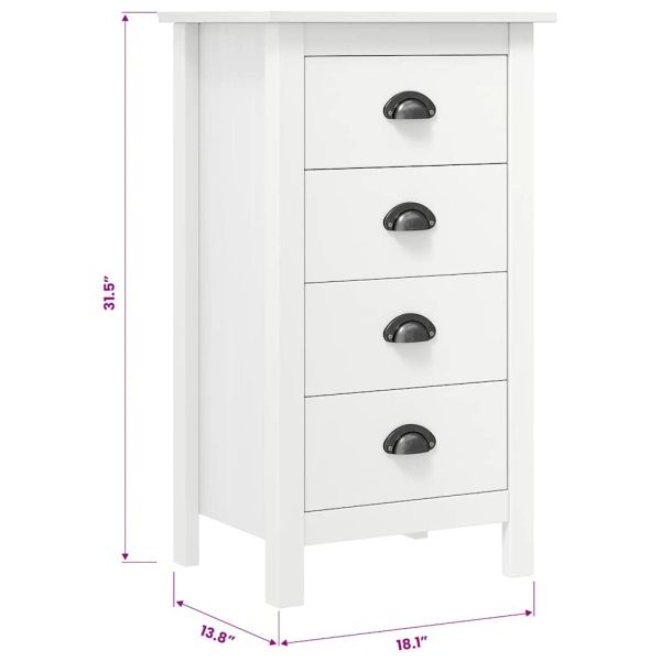 Сайдборд Hill бял 46x35x80 см борово дърво масив