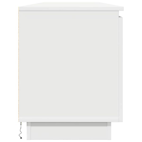 ТВ шкаф с LED Бяло 180 x 38 x 49 см Инженерно дърво