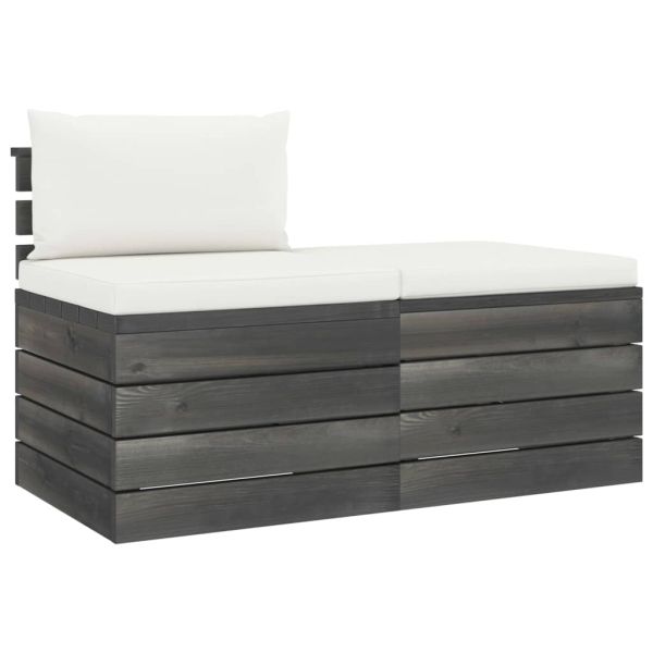 Градински мебели от палети 2 части с възглавници бор масив