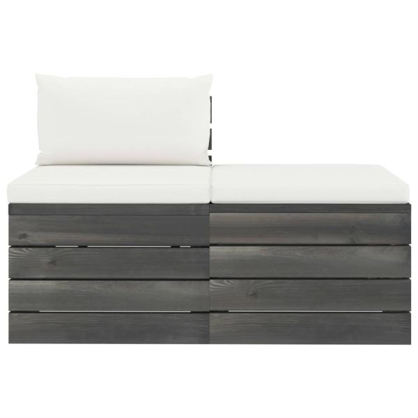 Градински мебели от палети 2 части с възглавници бор масив