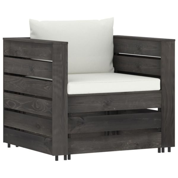 Градински лаундж комплект 2 части възглавници сива импрегнация