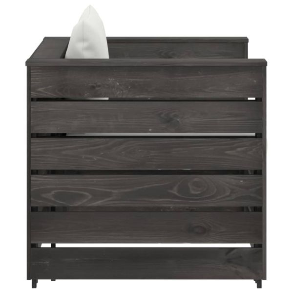 Градински лаундж комплект 2 части възглавници сива импрегнация