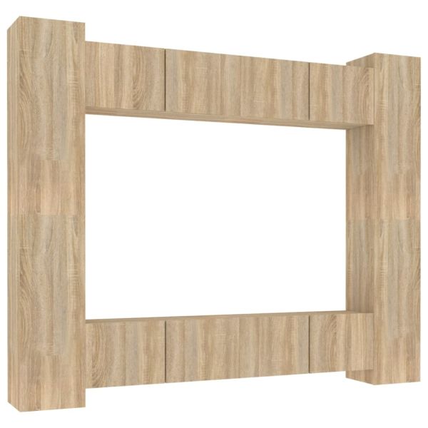 Комплект ТВ шкафове от 8 части, сонома дъб, инженерно дърво