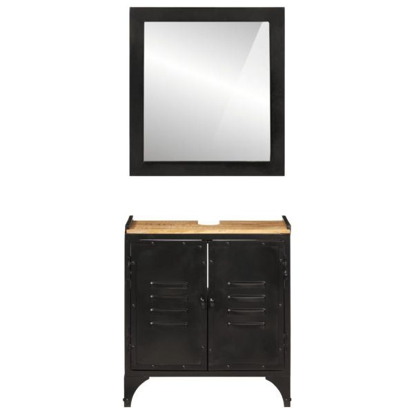 Комплект мебели за баня, 2 части, желязо и масивно манго