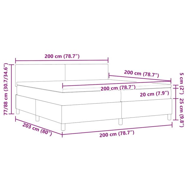 Легло с пружинирана основа Светлосив и бял 200 x 200 cm