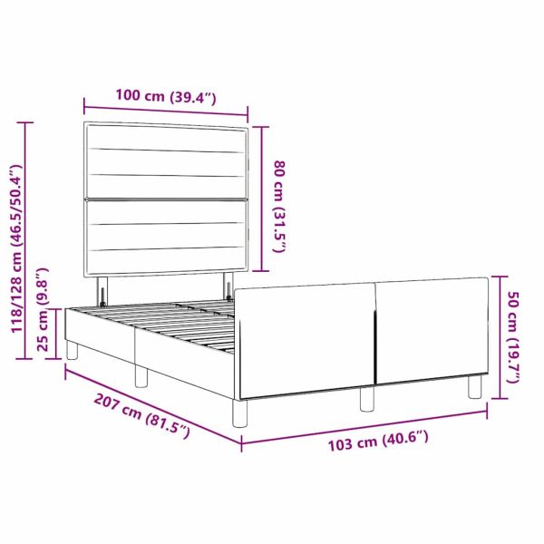 Рамка за легло с таблото Таупе 100 x 200 cm текстил