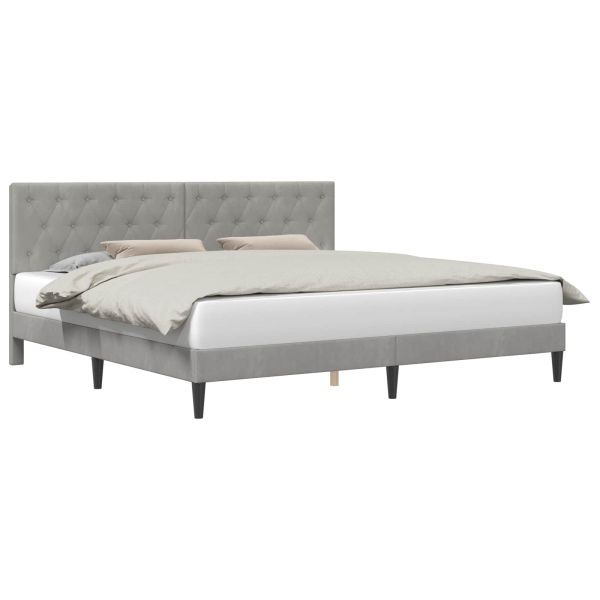 Рамка за легло с таблото Светлосиво 200 x 200 cm Кадифе