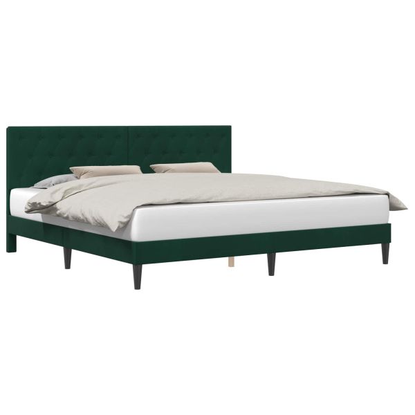 Рамка за легло с таблото Тъмнозелено 200 x 200 cm Кадифе