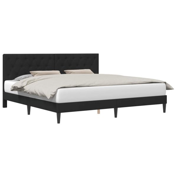 Рамка за легло с таблото Черно 200 x 200 cm Кадифе