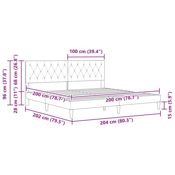 Рамка за легло с таблото Черно 200 x 200 cm Кадифе