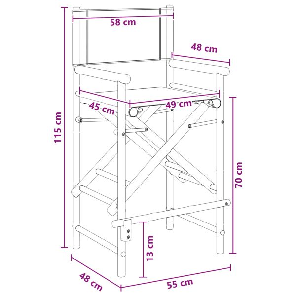 Сгъваем стол на директора 2 pcs Естествен 58 x 48 x 115 см
