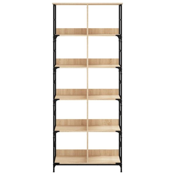 Библиотека дъб сонома 78,5x33x188,5 см инженерно дърво и желязо