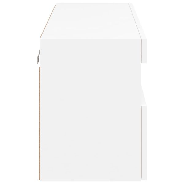 Стенен ТВ шкаф с LED осветление, бял, 100x30x40 см