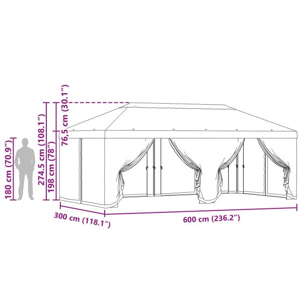 Покривало за беседка с стени Антрацит 600,5 x 300,5 см