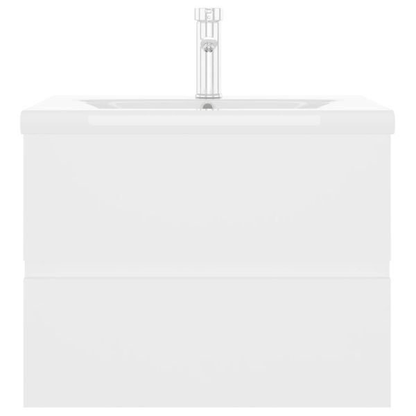 Шкаф за баня с вградена мивка, бял, инженерно дърво