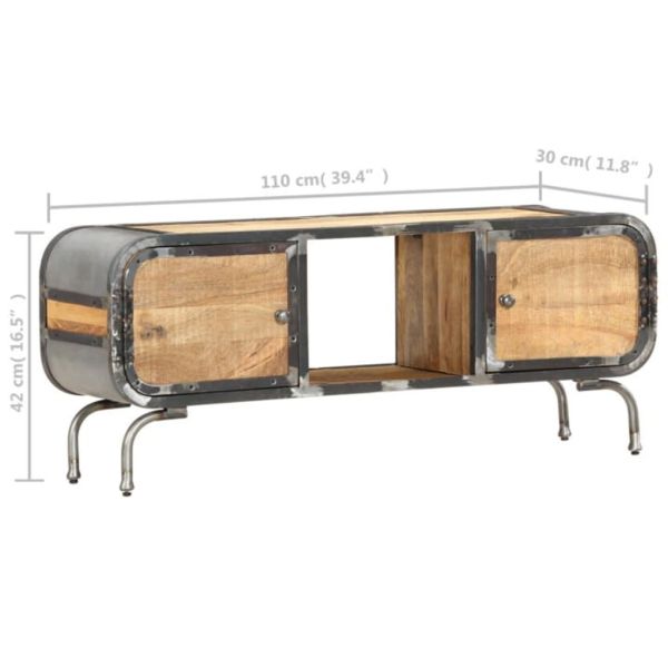 ТВ шкаф, 110x30x42 см, масивно мангово дърво