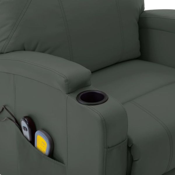 Изправящ масажен стол, антрацит, изкуствена кожа