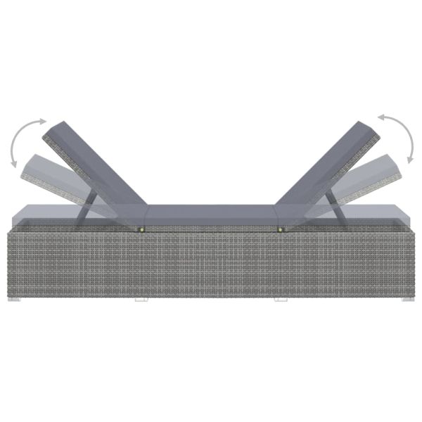 Шезлонг с шалте и маса за чай, полиратан, сив