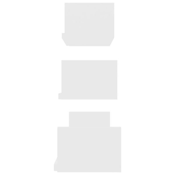 Стенни рафтове, 3 бр, бели, инженерно дърво