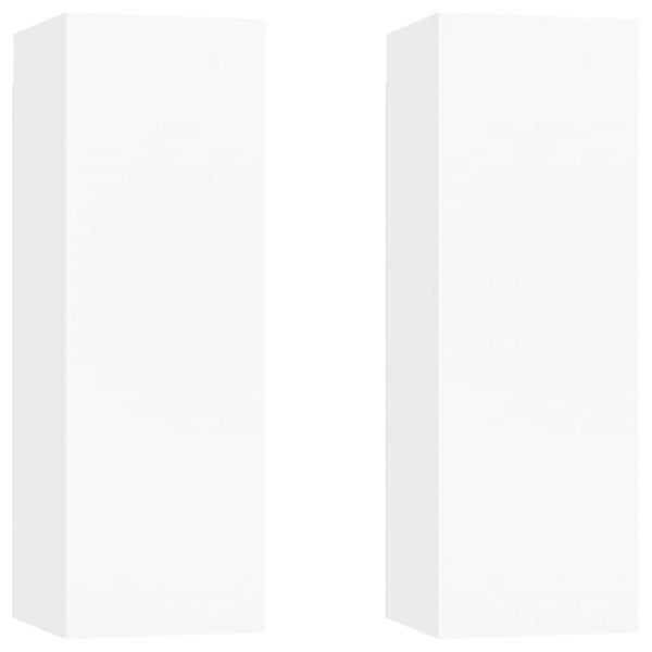 ТВ шкафове, 2 бр, бели, 30,5x30x90 см, инженерно дърво
