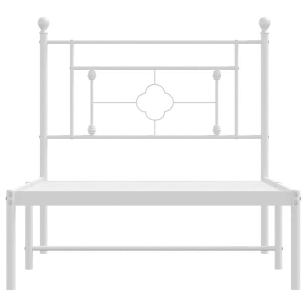 Метална рамка за легло с горна табла, Бял, 100x200 см