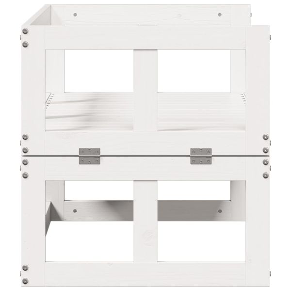 Градински диван пейка, разтегателен, бяла, борово дърво масив