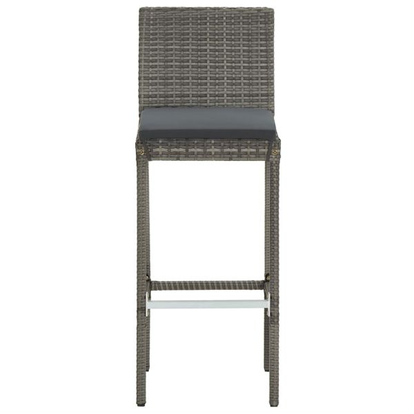 Градински бар комплект, 3 части, сив, акация масив и полиратан