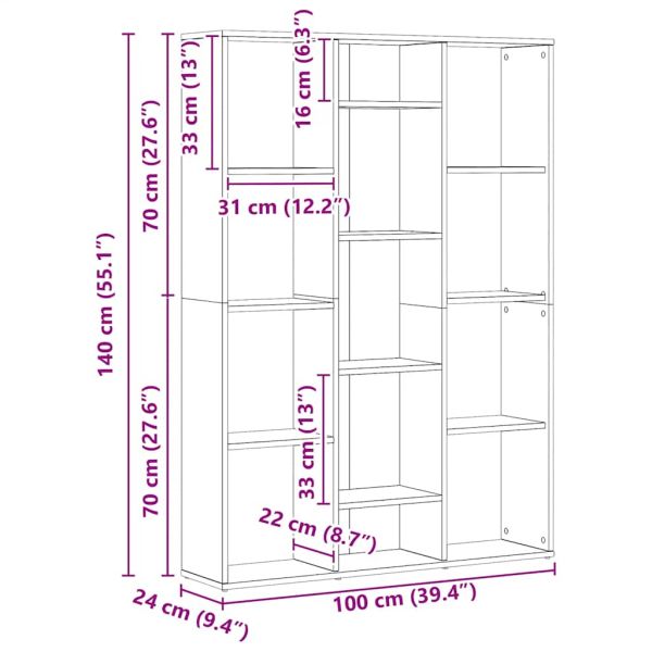 Разделител за стая/кабинет за книги Artisan Oak 100x24x140 cm