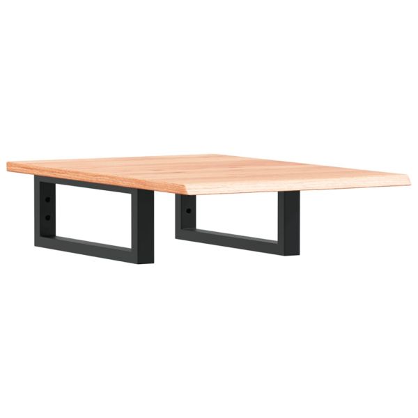 Стенен рафт за мивка, стомана и масивно дърво дъб