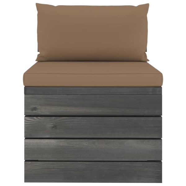 Градински мебели от палети 2 части с възглавници бор масив