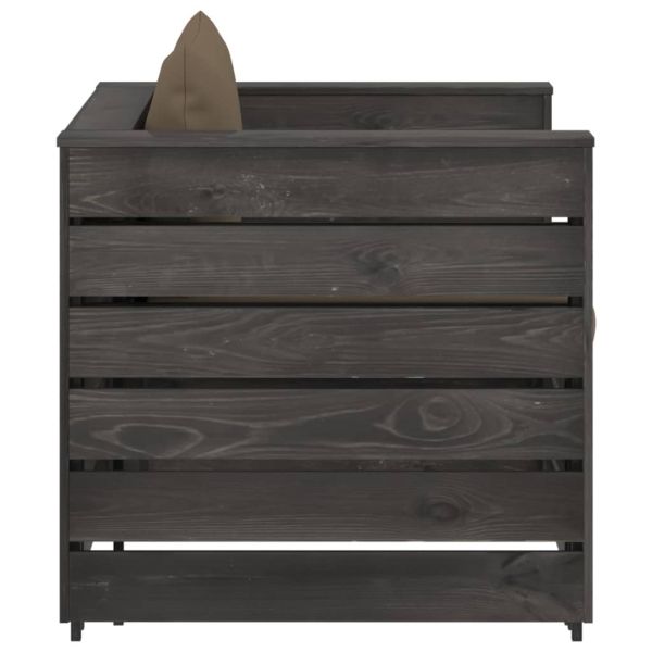 Градински лаундж комплект 2 части възглавници сива импрегнация