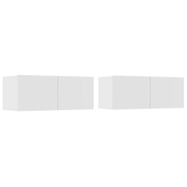 Комплект ТВ шкафове от 6 части, бял, инженерно дърво