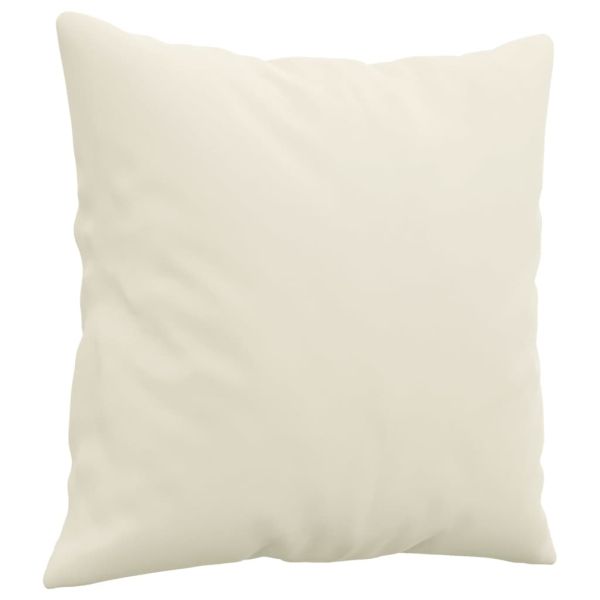 Комплект дивани 2 части с възглавници, кремав, кадифе