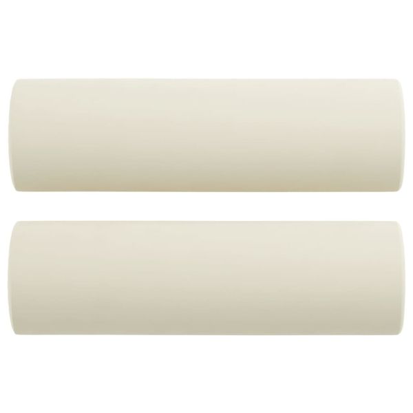 Комплект дивани 3 части с възглавници, кремав, кадифе