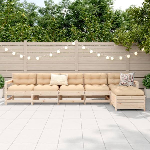 Градински комплект диван от 6 части, бор масив