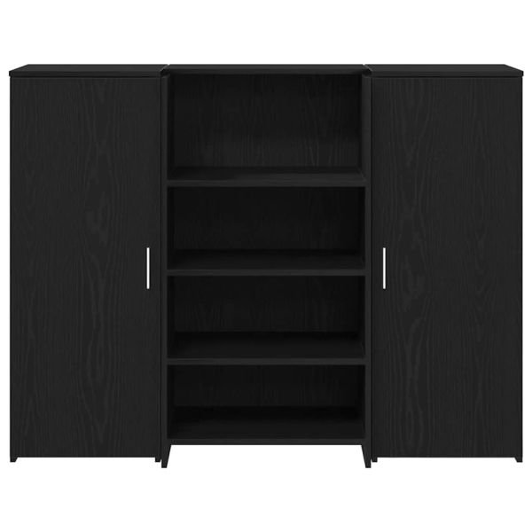 Приемно бюро, черно и дъб, 135x50x103,5 см, инженерно дърво