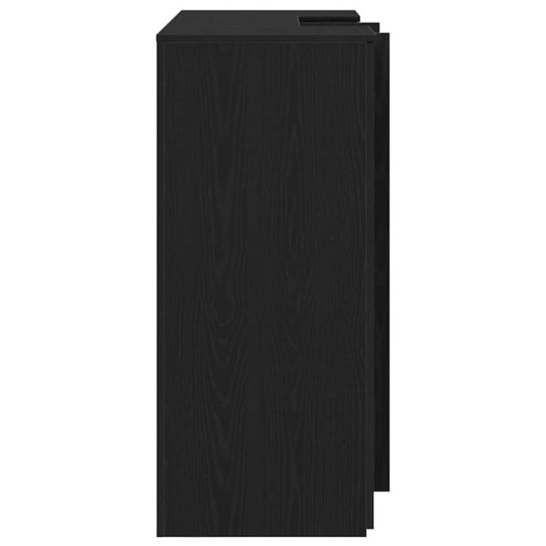 Приемно бюро, черно и дъб, 135x50x103,5 см, инженерно дърво