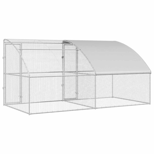 Клетка за пилета 2 pcs Сребрист 400 x 200 x 200 см Стомана и PE