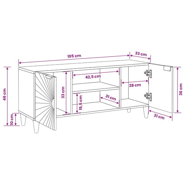 ТВ шкаф с рафт Черен и златен 105 x 33 x 46 см Инженерно дърво