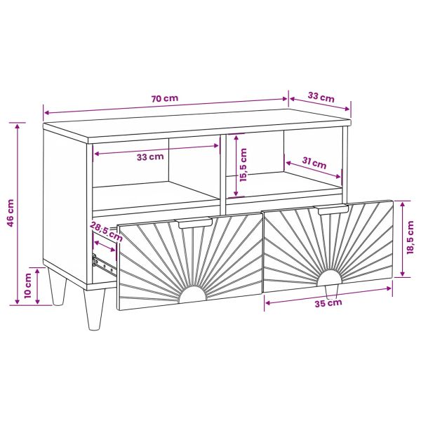 ТВ шкаф с рафт Черен и златен 70 x 33 x 46 см Инженерно дърво