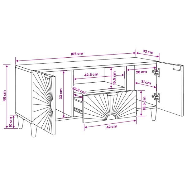 ТВ шкаф с рафт Черен и златен 105 x 33 x 46 см Инженерно дърво