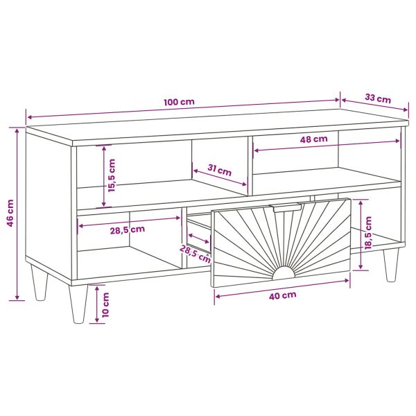 ТВ шкаф с рафт Черен и златен 100 x 33 x 46 см Инженерно дърво