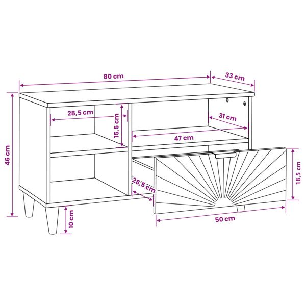 ТВ шкаф с рафт Черен и златен 80 x 33 x 46 см Инженерно дърво